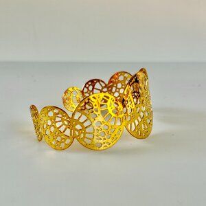 Theo Brand Gold Plated Lace Cuff Bracelet from Belgium 6.5"